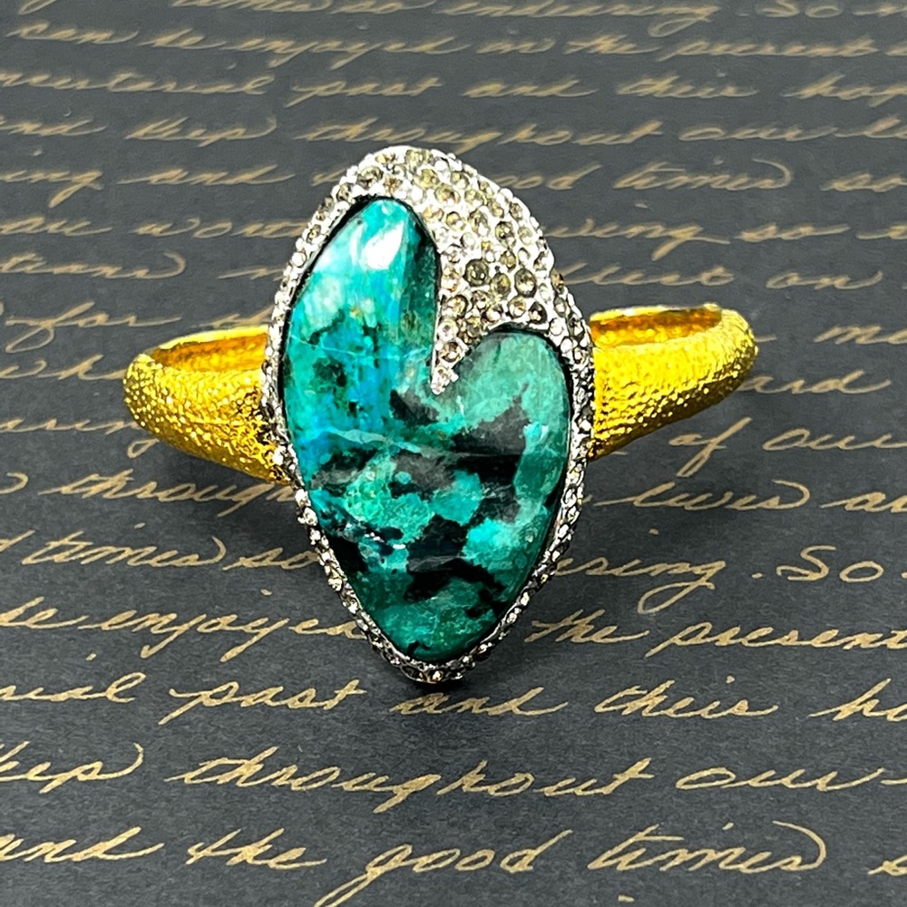 ✨💕ALEXIS BITTAR✨💕Cordova Chrysocolla Swarovski Crystal Designer Cuff Bracelet